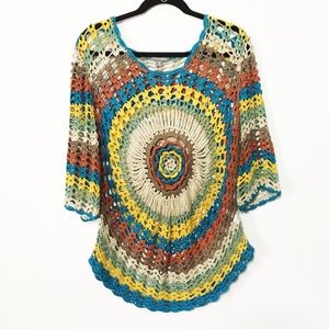 Crocheted festival top summer beach cover up